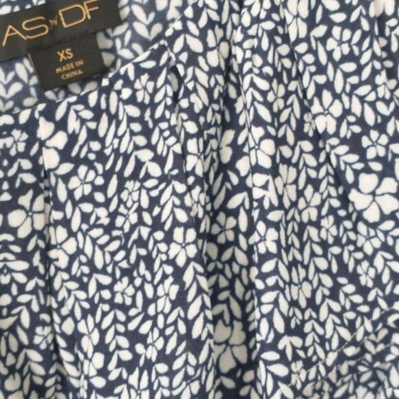 AS by DF One Shoulder Ruffle Floral Top XS – Black White Print Designer Blouse - Picture 9 of 9